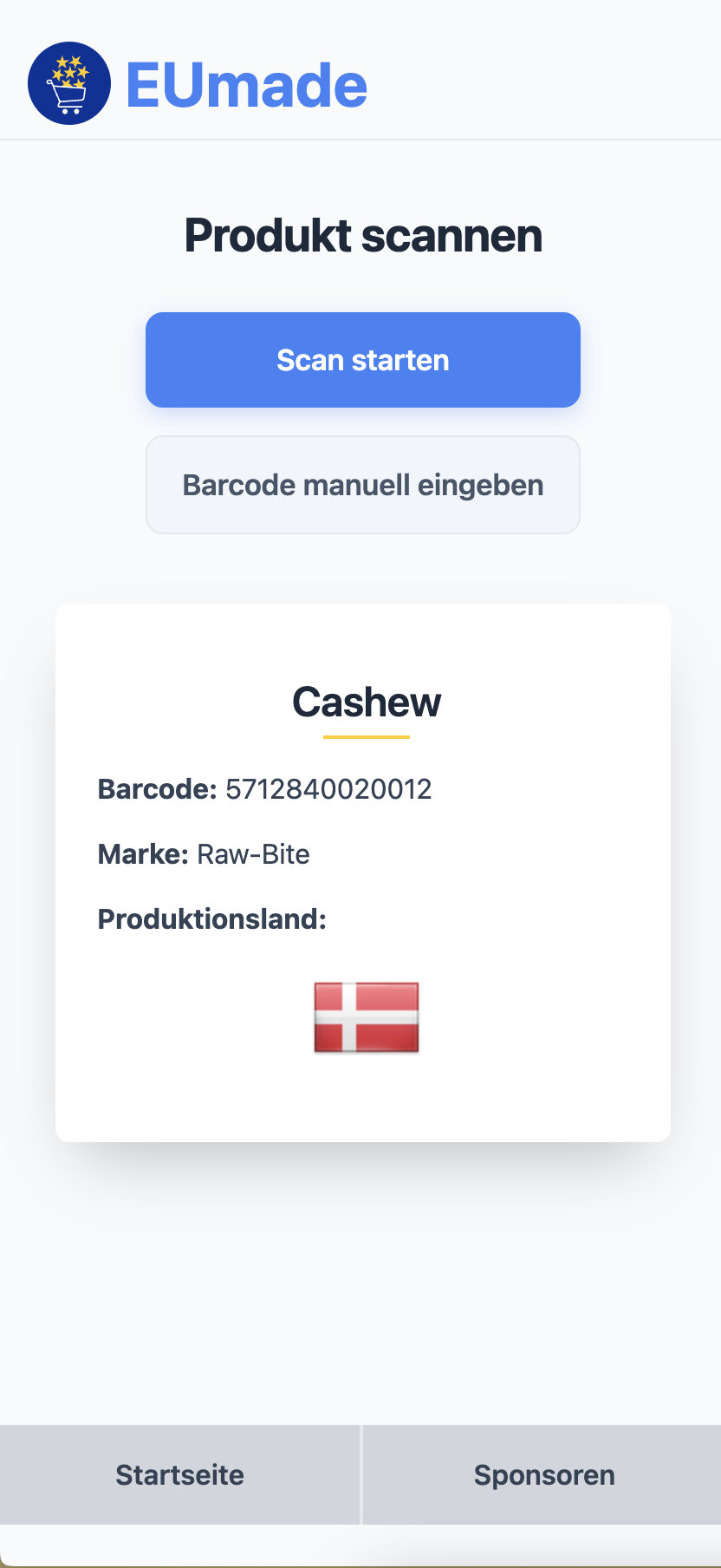 EUmade Scanner App Screenshot - Scanning